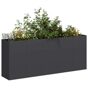 Planter 200x40x80 cm cold-rolled steel black