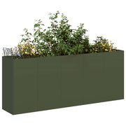 Planter 200x40x80 cm cold-rolled steel olive green