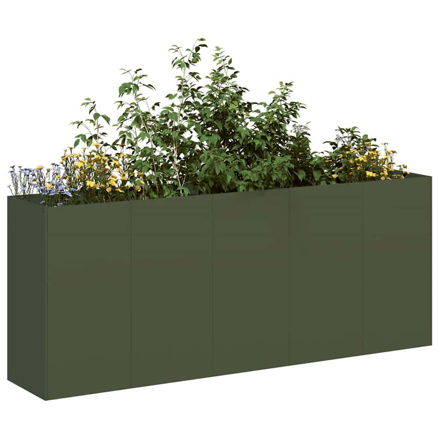 Plantenbak 200x40x80 cm koudgewalst staal olijfgroen