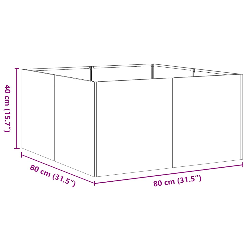 Plantenbak Roestvrij Staal 80 x 80 x 40 cm