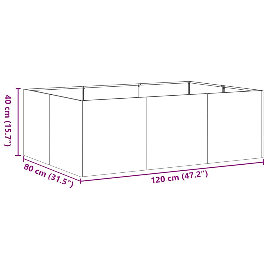 Plantenbak 120x80x40 cm staal antracietkleurig