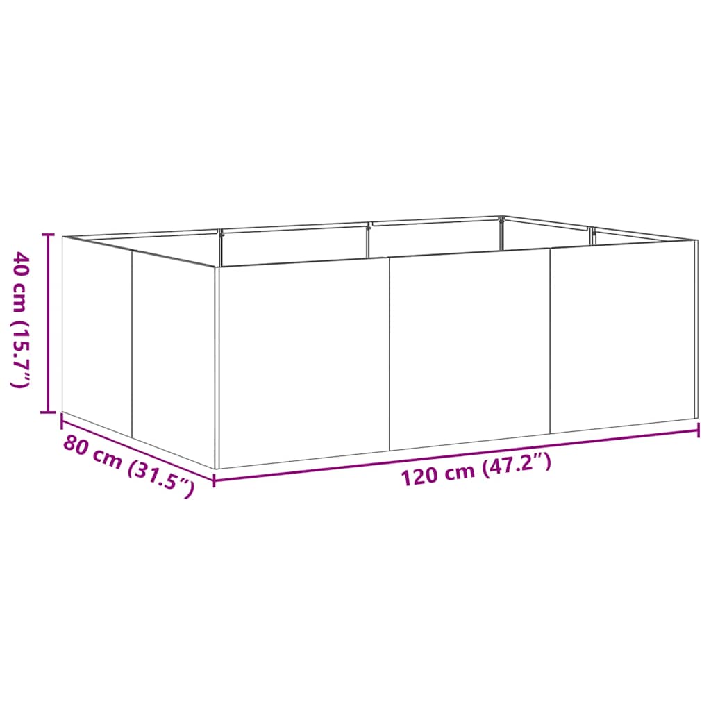 Plantenbak Roestvrij Staal 120 x 80 x 40 cm