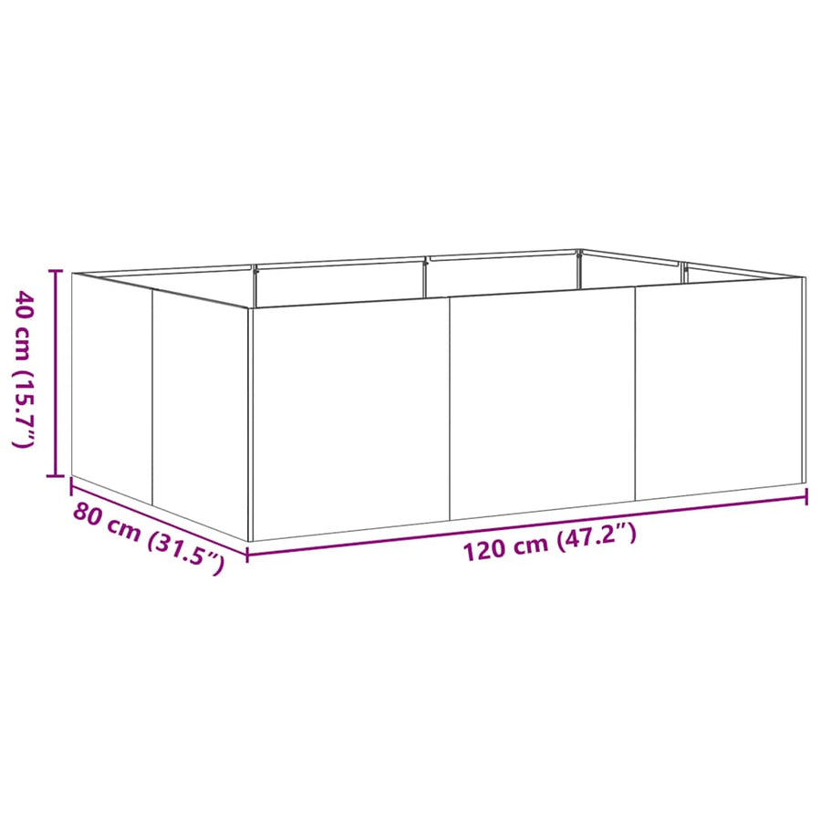 Plantenbak Roestvrij Staal 120 x 80 x 40 cm