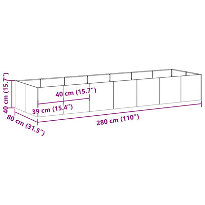 Plantenbak 280x80x40 cm staal zwart