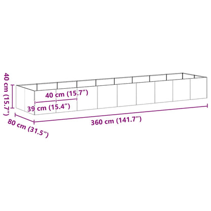 Plantenbak 360x80x40 cm staal wit