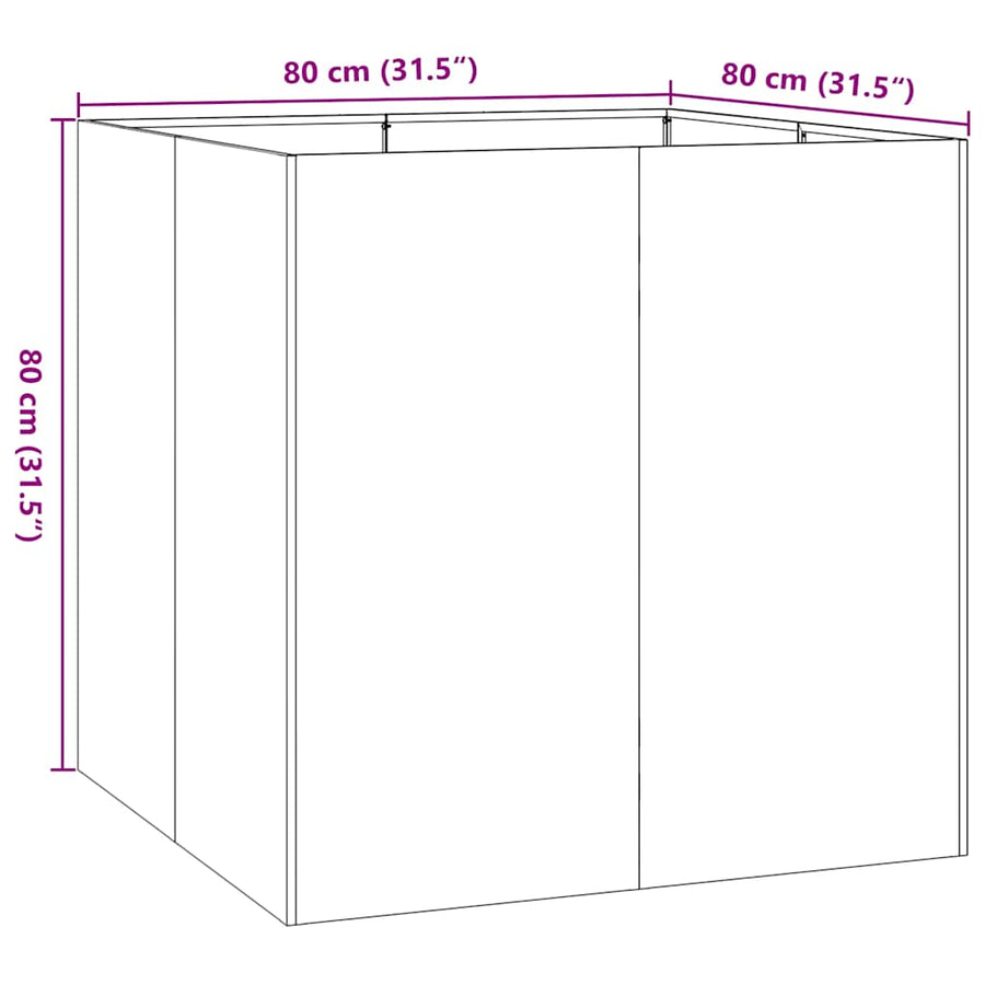 Plantenbak 80x80x80 cm staal zwart