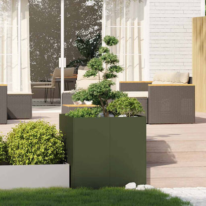 Plantenbak 80x80x80 cm staal olijfgroen