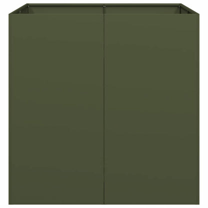 Plantenbak 80x80x80 cm staal olijfgroen