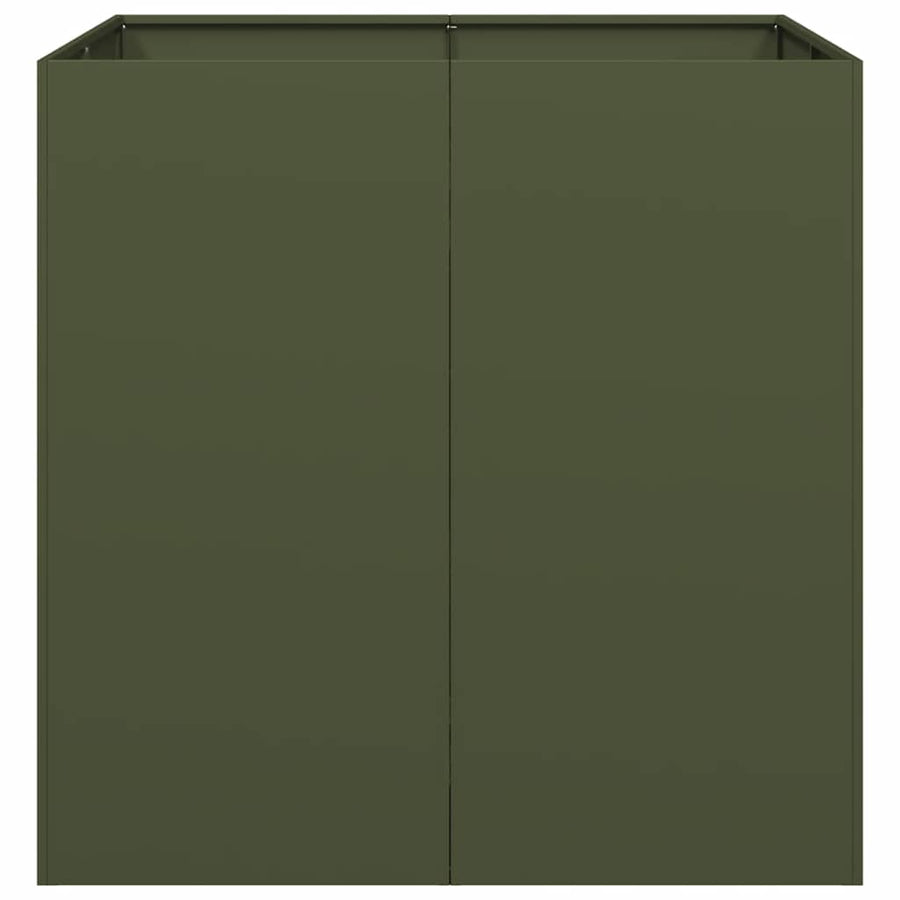 Plantenbak 80x80x80 cm staal olijfgroen