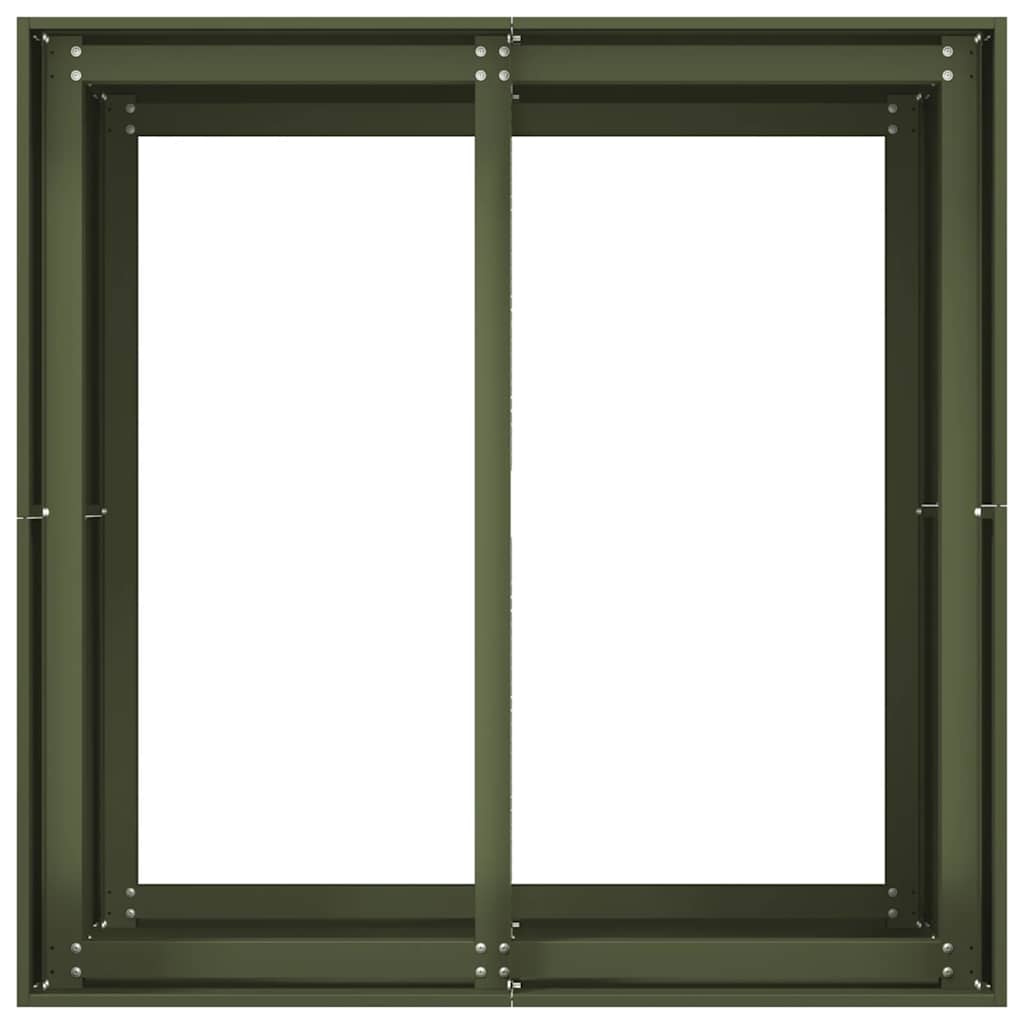 Plantenbak 80x80x80 cm staal olijfgroen