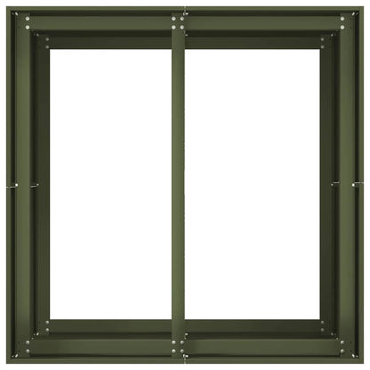 Plantenbak 80x80x80 cm staal olijfgroen