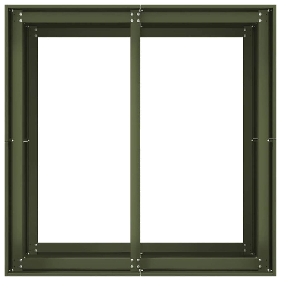 Plantenbak 80x80x80 cm staal olijfgroen