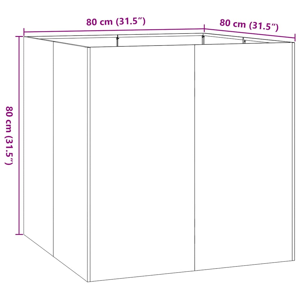 Plantenbak 80x80x80 cm staal olijfgroen