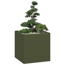 Plantenbak 80x80x80 cm staal olijfgroen