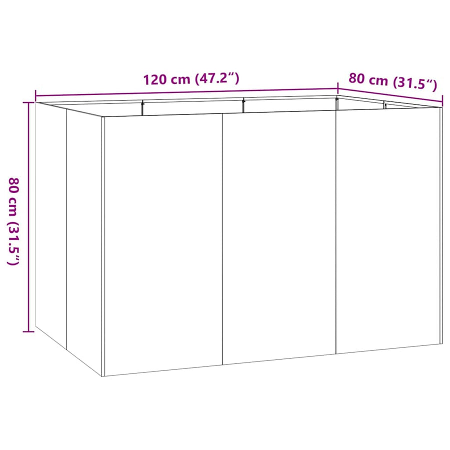 Plantenbak 120x80x80 cm staal olijfgroen