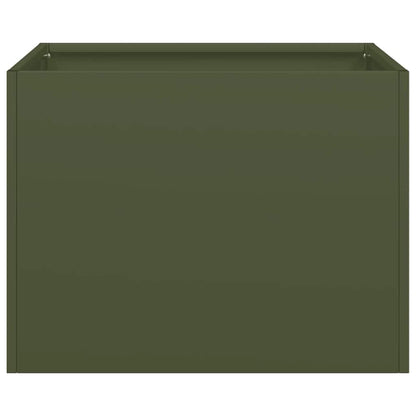 Plantenbak 40x40x30 cm staal olijfgroen