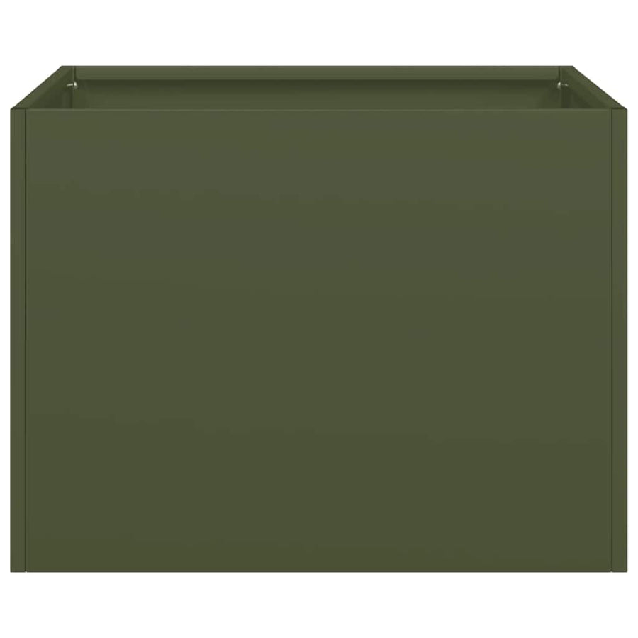 Plantenbak 40x40x30 cm staal olijfgroen
