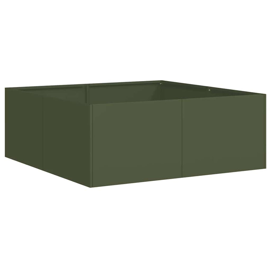 Plantenbak Staal Olijfgroen 80 x 80 x 30 cm
