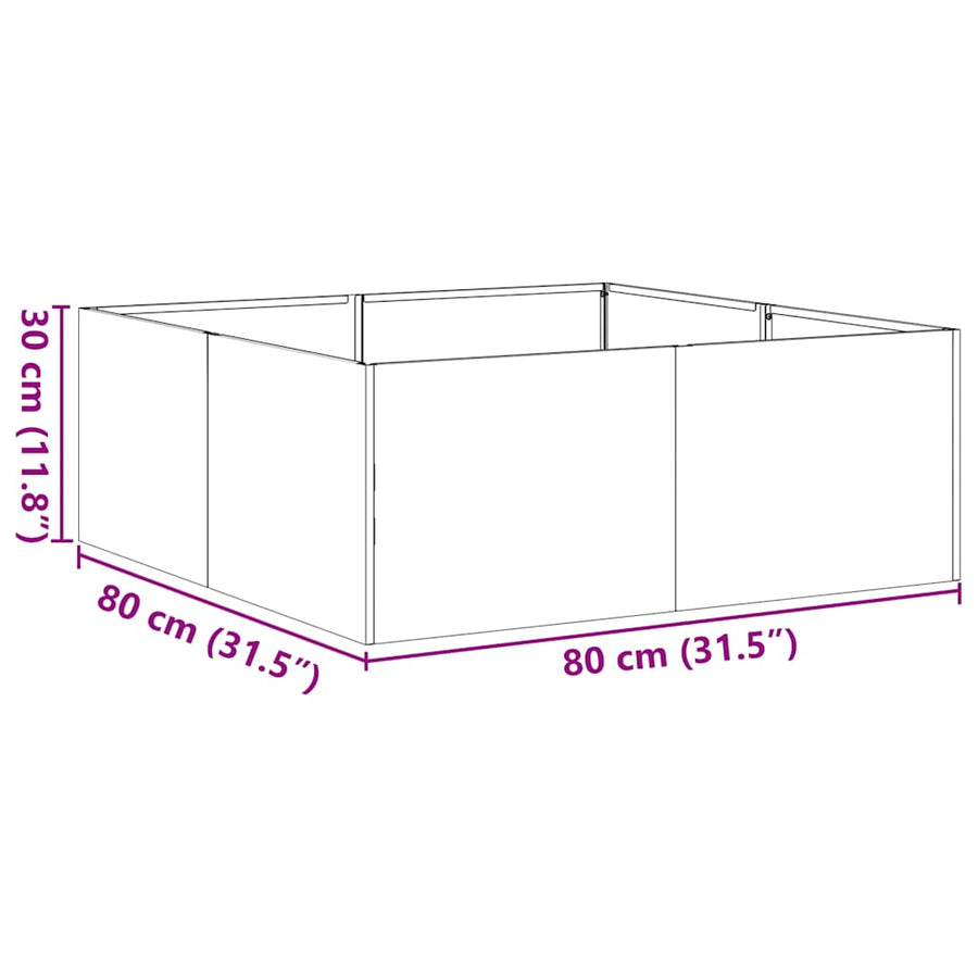 Plantenbak Staal Olijfgroen 80 x 80 x 30 cm