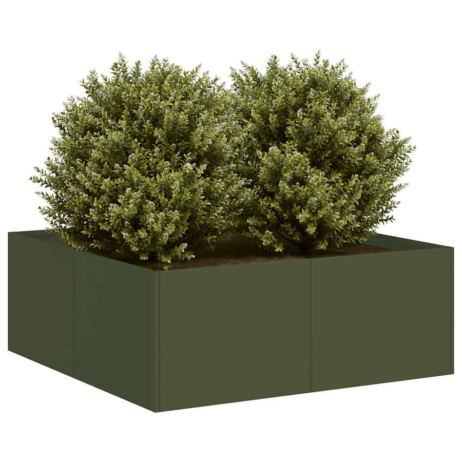 Plantenbak Staal Olijfgroen 80 x 80 x 30 cm