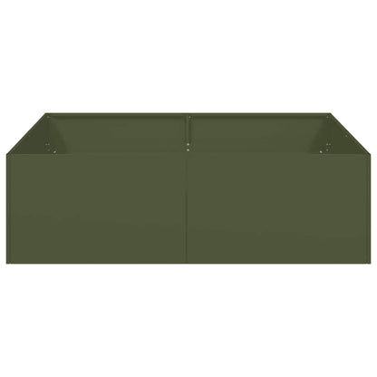 Plantenbak 100x100x30 cm staal olijfgroen