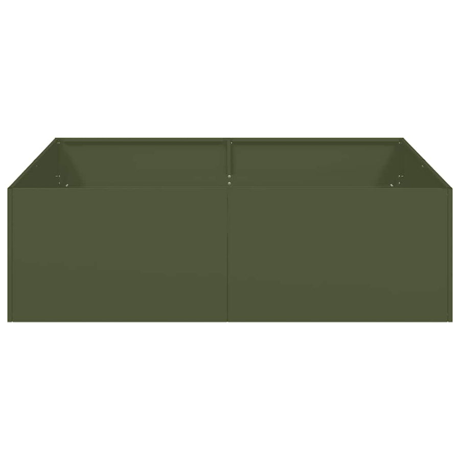 Plantenbak 100x100x30 cm staal olijfgroen