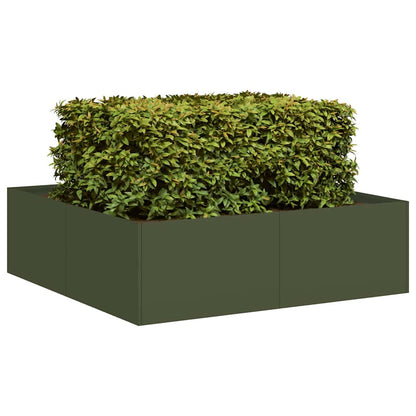 Plantenbak 100x100x30 cm staal olijfgroen