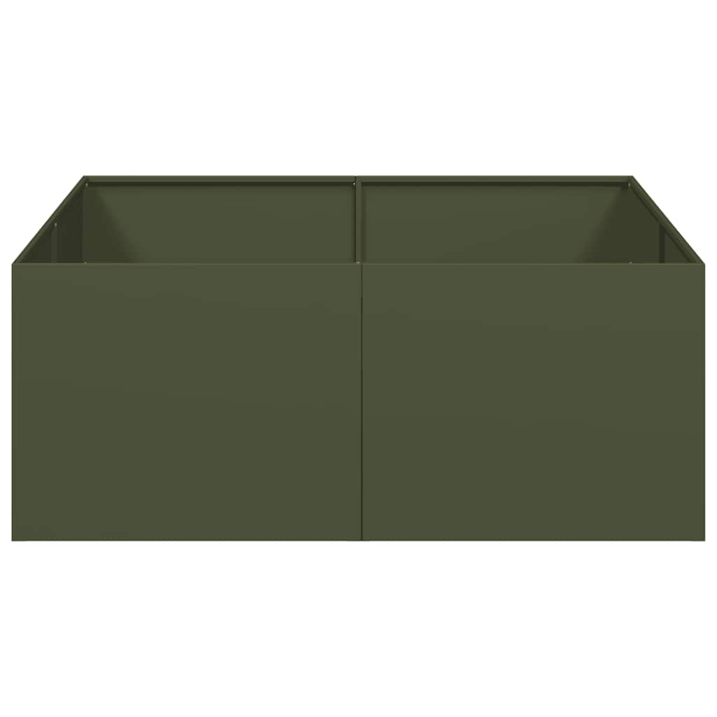 Plantenbak 100x100x40 cm staal olijfgroen