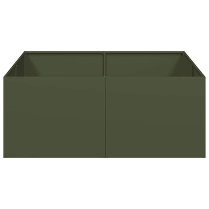 Plantenbak 100x100x40 cm staal olijfgroen
