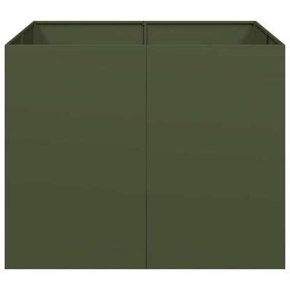 Plantenbak 100x100x80 cm staal olijfgroen