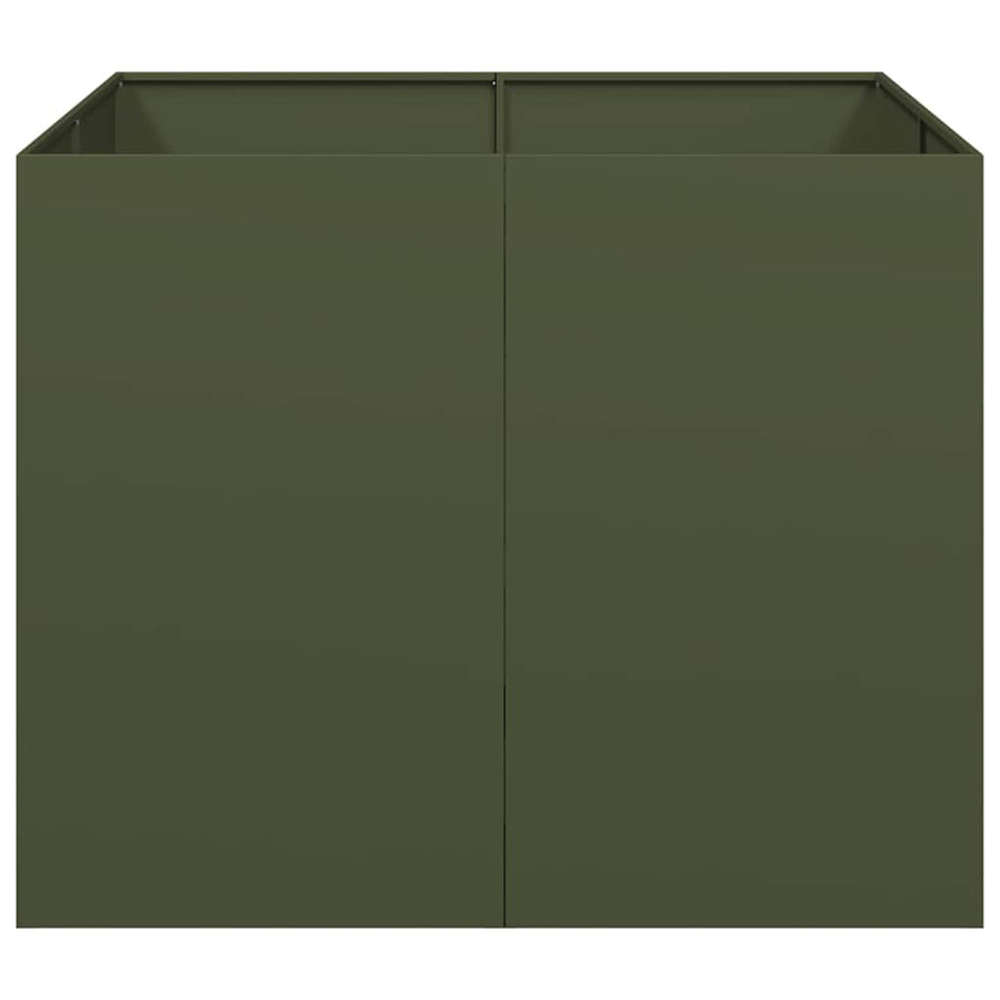 Plantenbak 100x100x80 cm staal olijfgroen