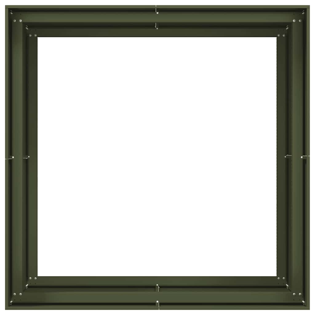 Plantenbak 100x100x80 cm staal olijfgroen