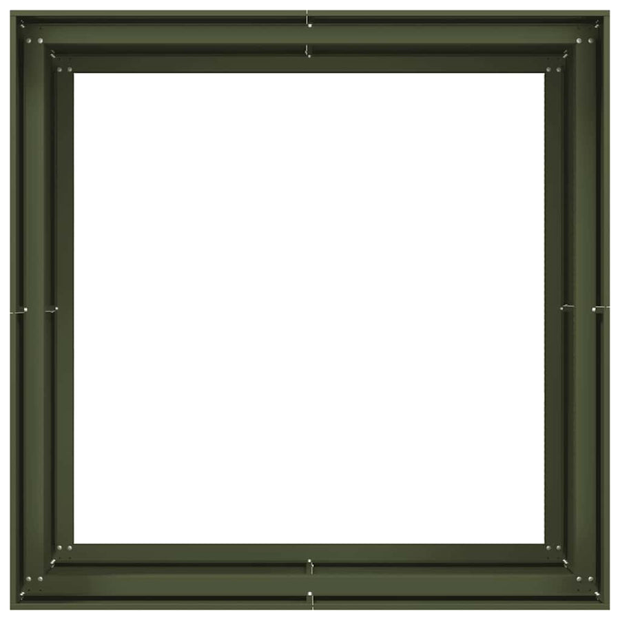 Plantenbak 100x100x80 cm staal olijfgroen