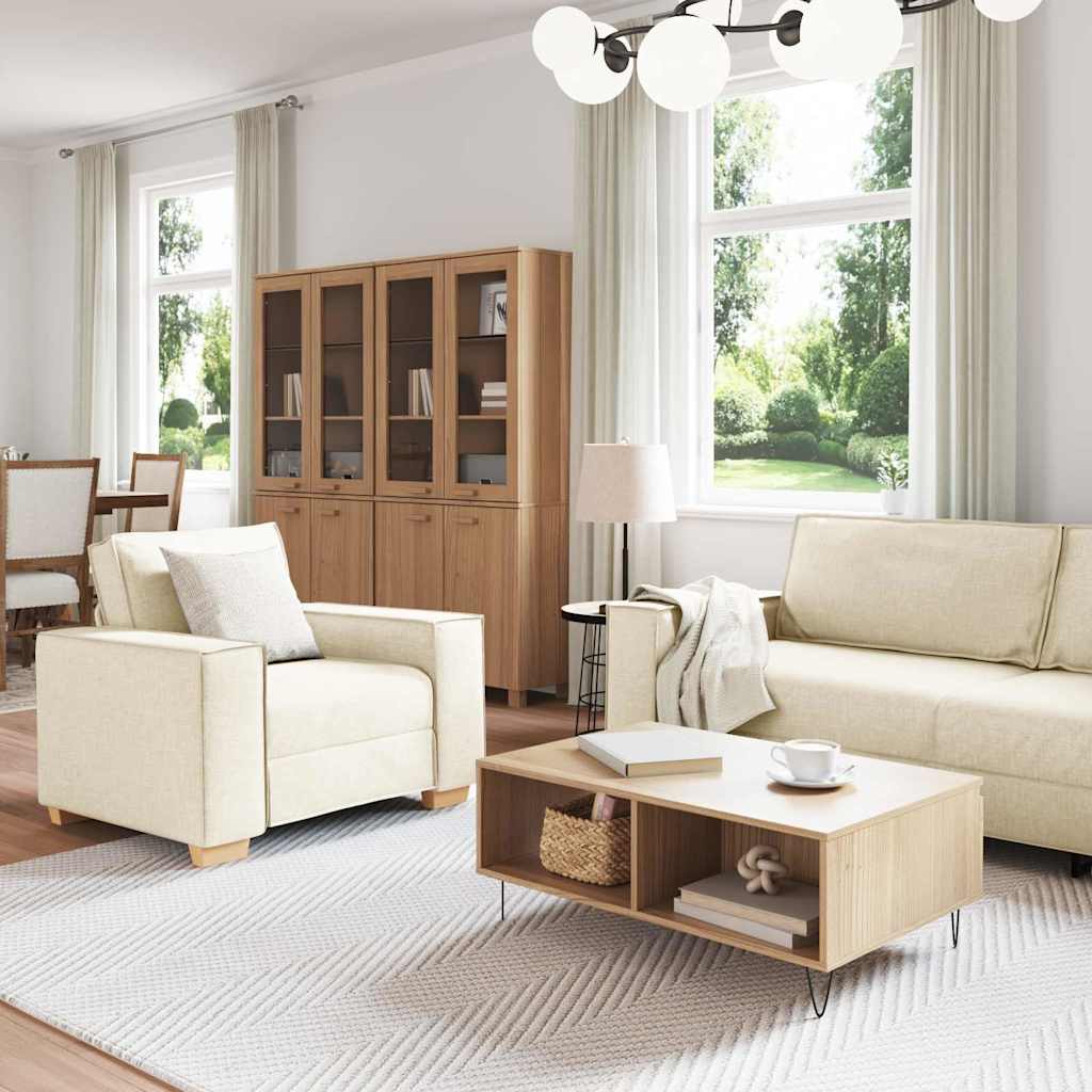 Bankstel 3 pcs Beige Linnen-mix stof
