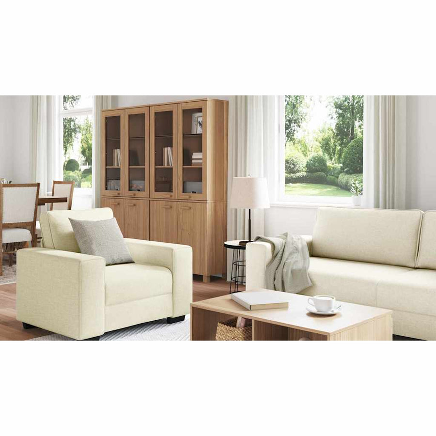 Bank 3 Pcs Beige Linnen-Mix Stof