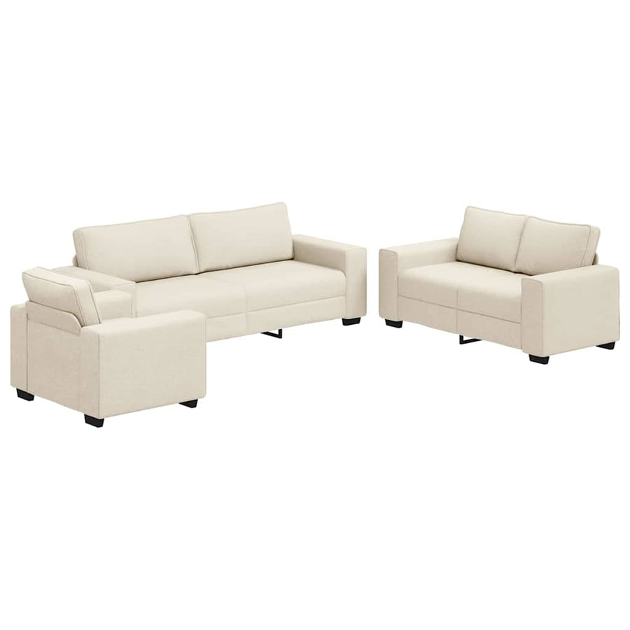Bank 3 Pcs Beige Linnen-Mix Stof