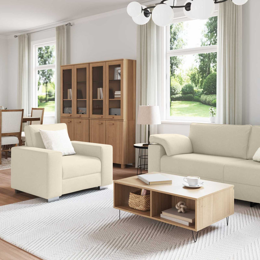Bank 3 pcs Beige 219 x 80 x 82 cm Linnen-mix stof