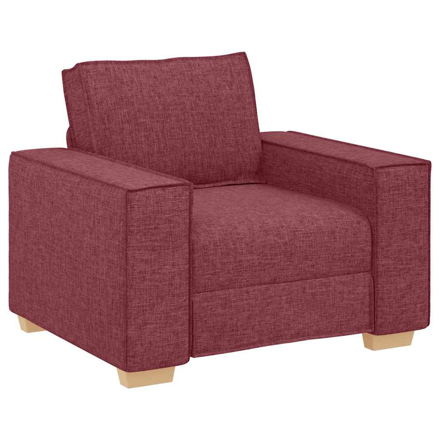 Bank 3 Pcs Linnen-Mix Stof Wijnrood