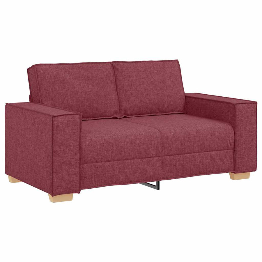 Bank 3 Pcs Linnen-Mix Stof Wijnrood