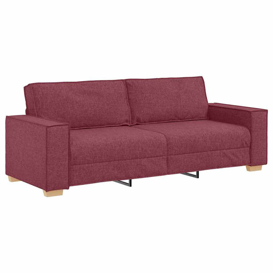 Bank 3 Pcs Linnen-Mix Stof Wijnrood