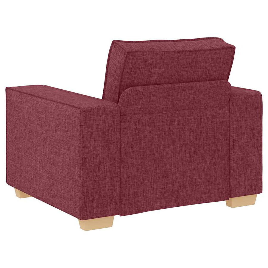 Bank 3 Pcs Linnen-Mix Stof Wijnrood