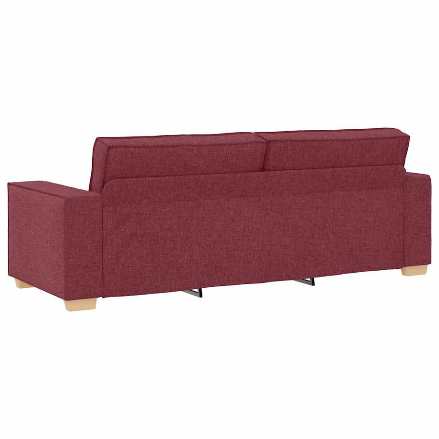 Bank 3 Pcs Linnen-Mix Stof Wijnrood