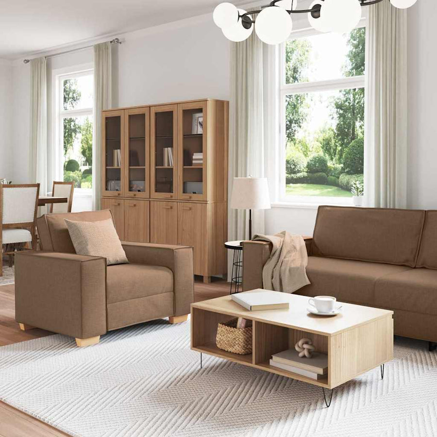 Bank 3 pcs Bruin 220 x 80 x 84 cm Linnen-mix stof