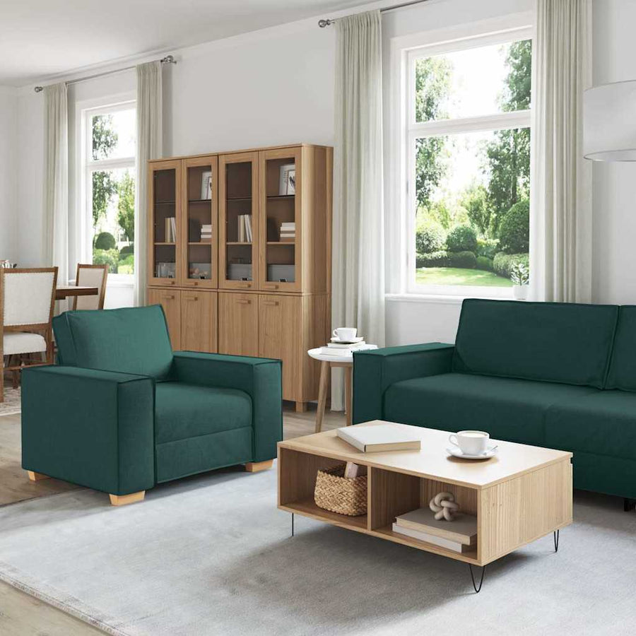 Bank 3 Pcs Donkergroen Linnen-Mix Stof