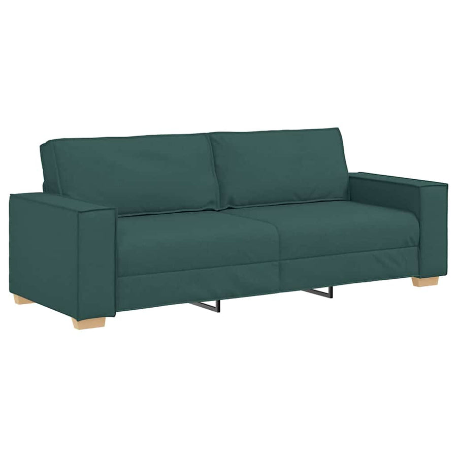 Bank 3 Pcs Donkergroen Linnen-Mix Stof