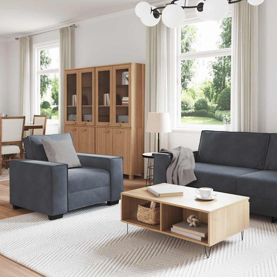 3-Delige Loungeset Met Kussens Fluweel Donkergrijs