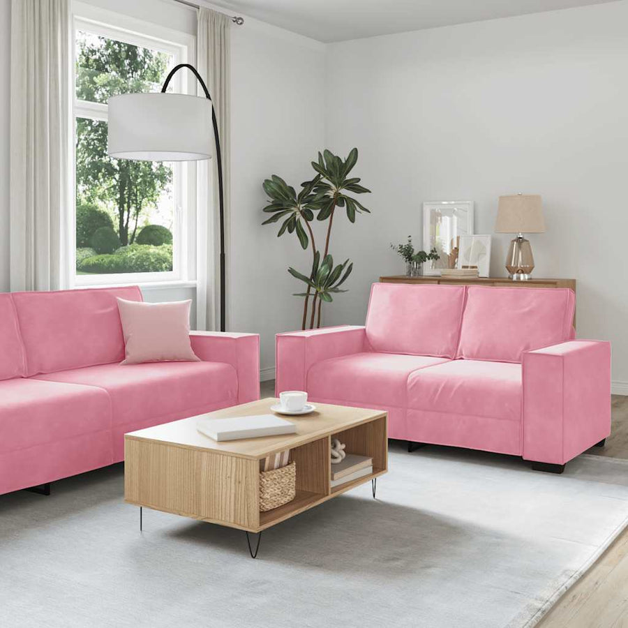 3-Delige Loungeset Met Kussens Fluweel Roze