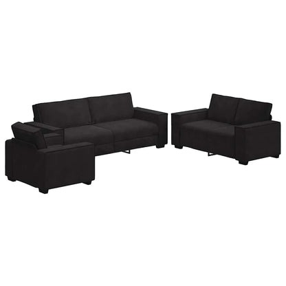 3-Delige Loungeset Met Kussens Fluweel Zwart
