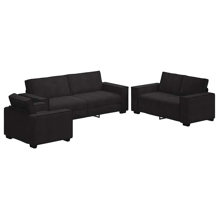 3-Delige Loungeset Met Kussens Fluweel Zwart