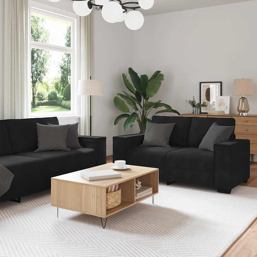 3-Delige Loungeset Met Kussens Fluweel Zwart
